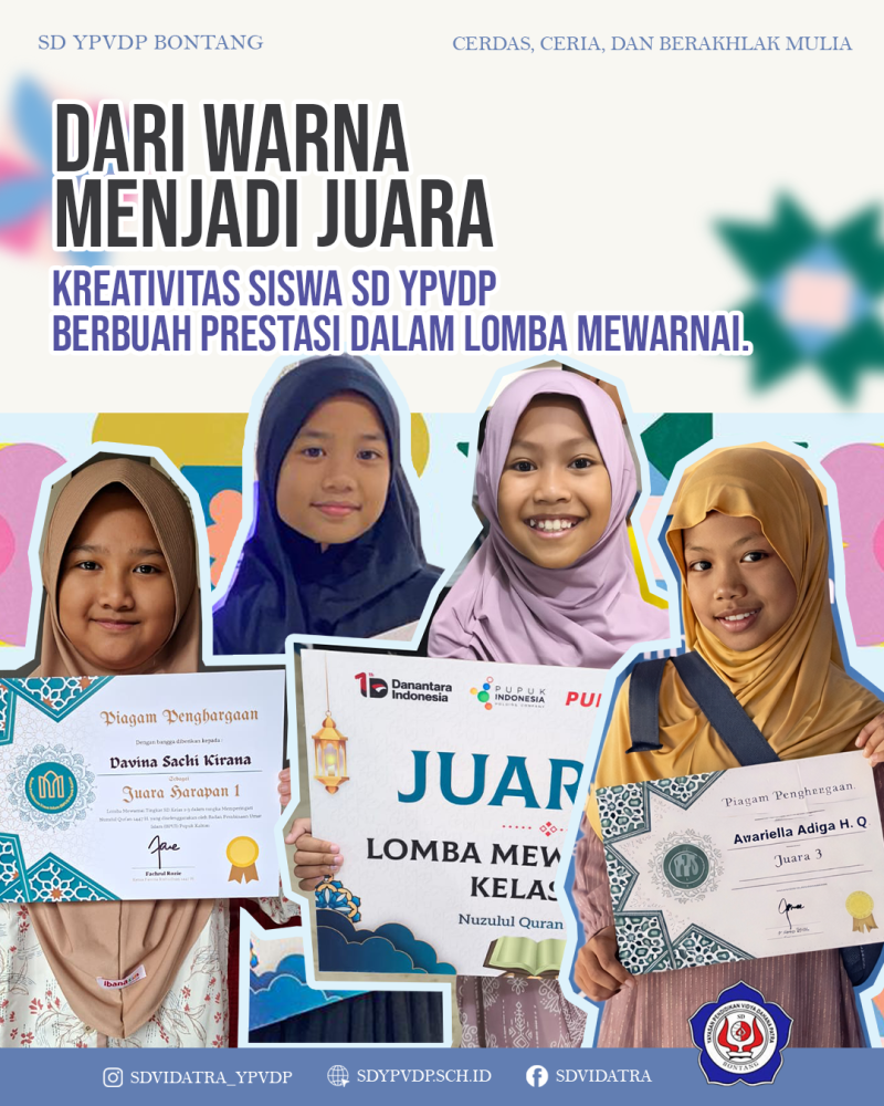 Siswa-siswi SD YPVDP raih berbagai juara dalam lomba mewarnai yang diselenggarakan oleh Badan Pembinaan Umat Islam (BPUI) Pupuk Kaltim.